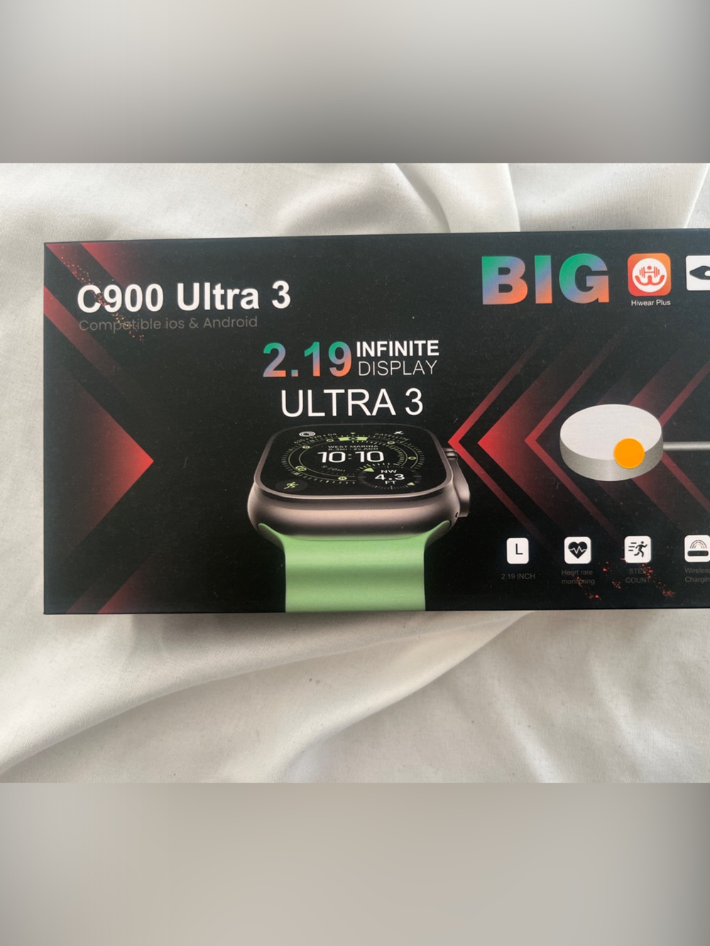 C900 Ultra 3 Smartwatch with Orange band 2.19 infinite display